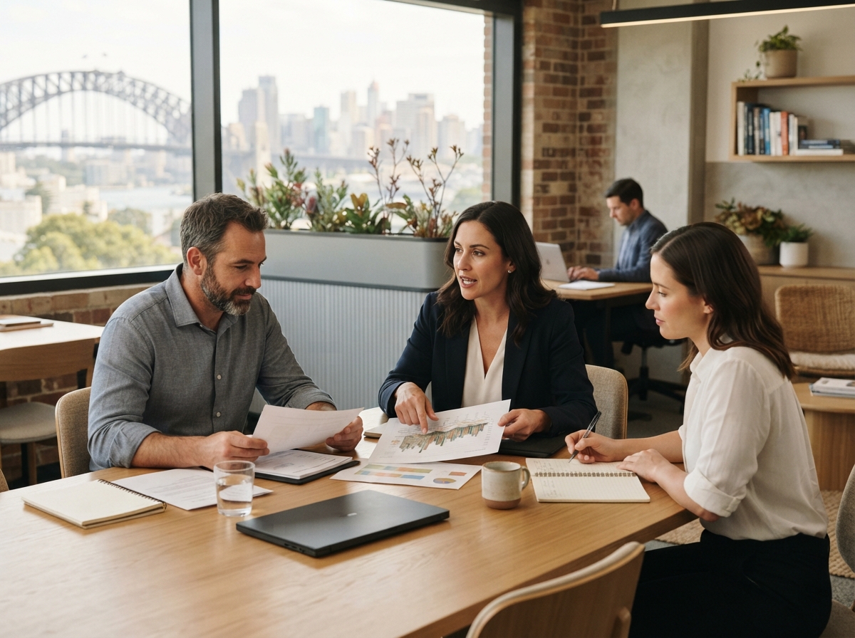 Bold Accruvation data analysts reviewing predictive model output